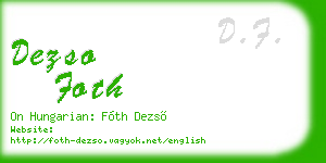dezso foth business card